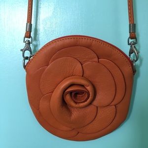 Leather Orange Flower Purse